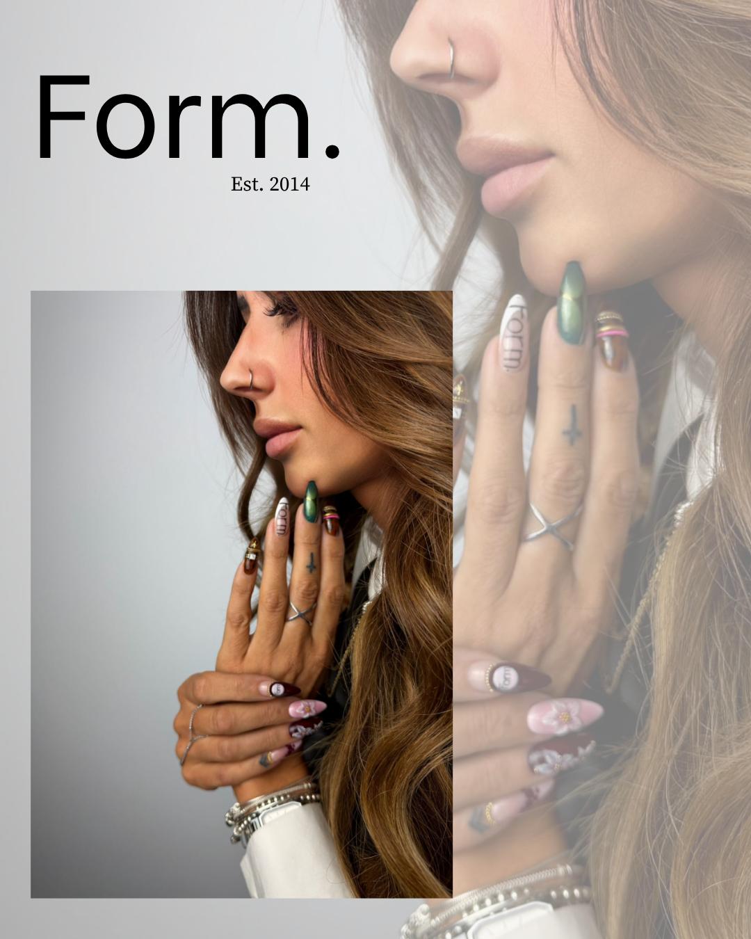 Form. Est. 2014, hands with custom nail art